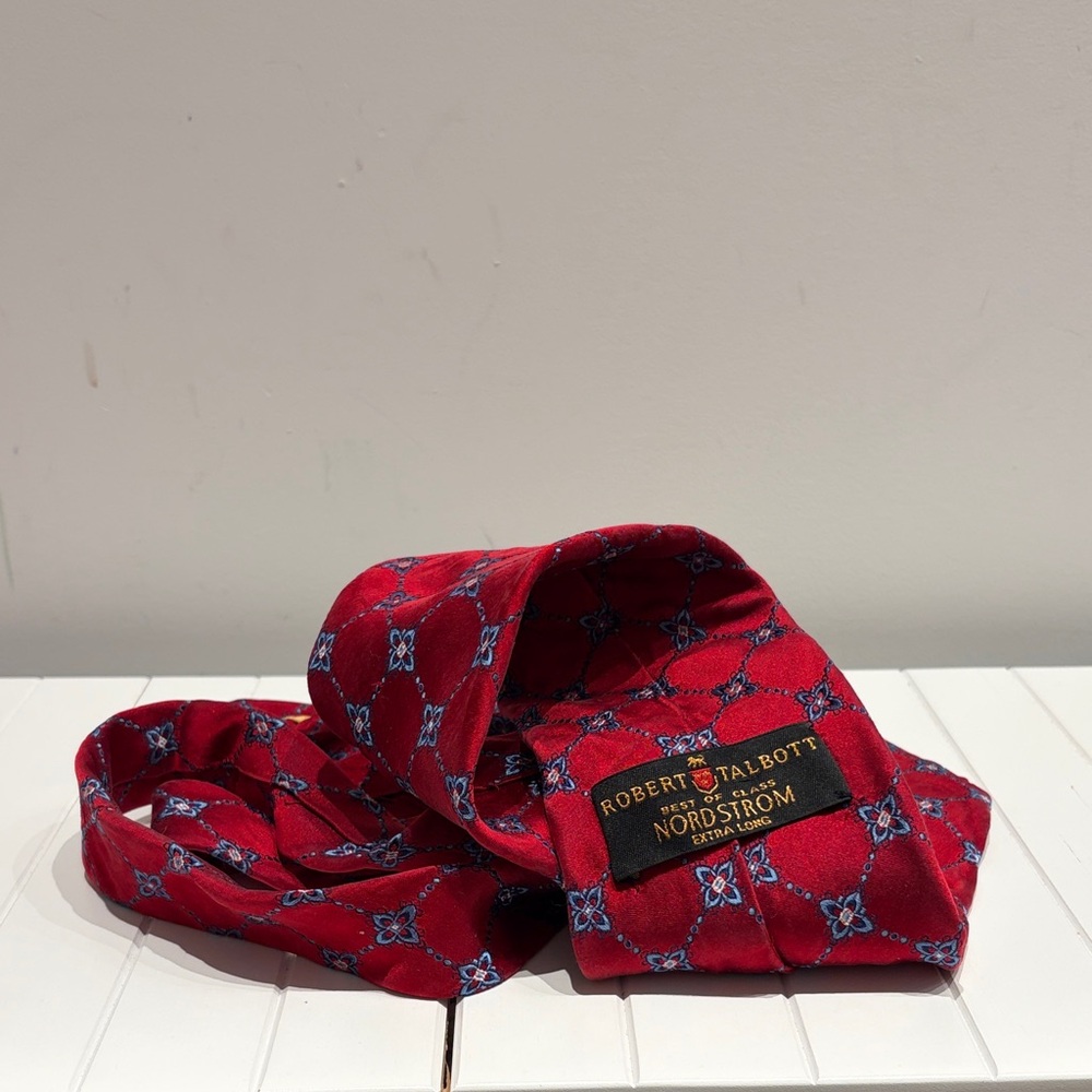 Robert Talbott Red Patterned Extra-long Silk Tie - image 1